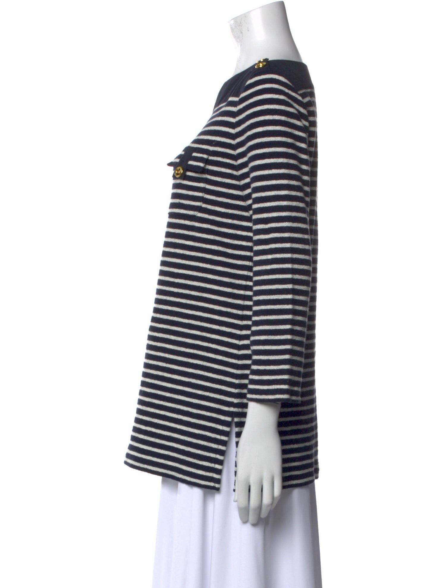 Tory Burch Striped Bateau Neckline Tunic