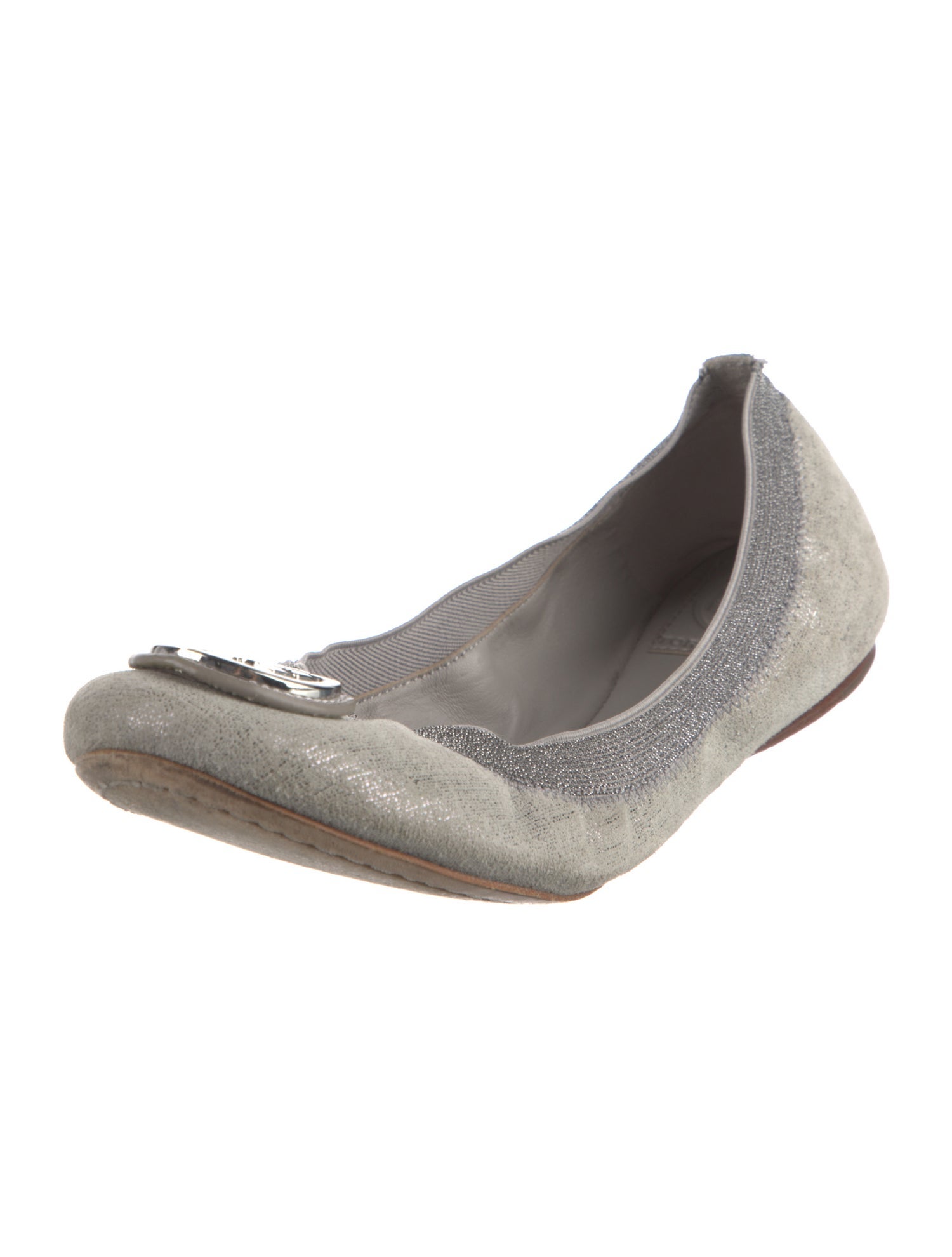 Tory Burch Leather Glitter Accents Ballet Flats