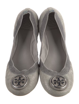 Tory Burch Leather Glitter Accents Ballet Flats