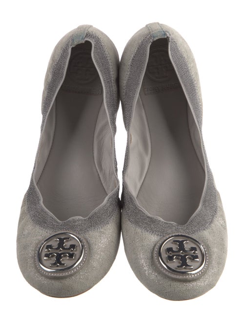 Tory Burch Leather Glitter Accents Ballet Flats