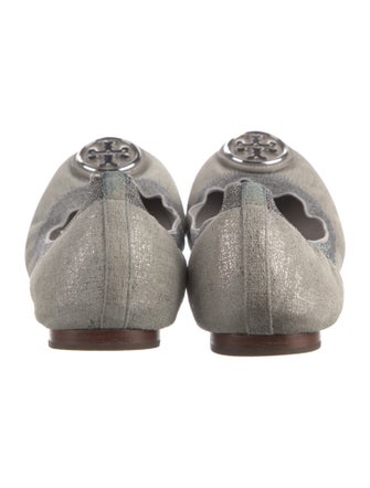 Tory Burch Leather Glitter Accents Ballet Flats