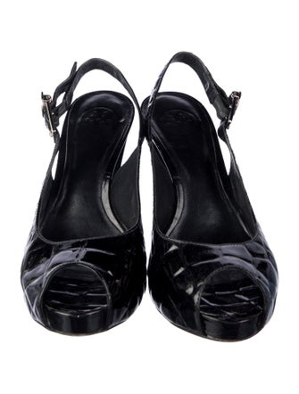 Tory Burch Embossed Leather Slingback Pumps