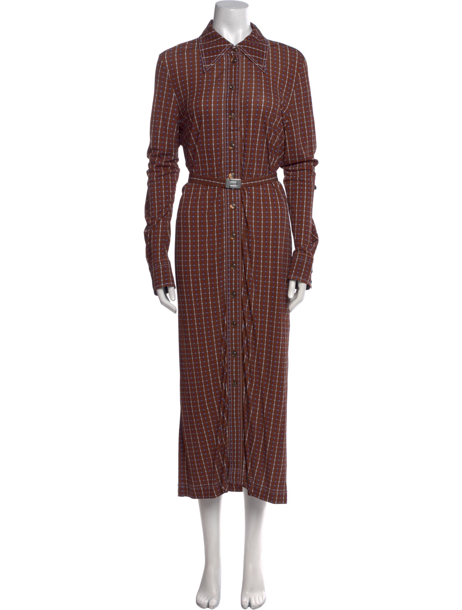 Tory Burch Plaid Print Long Dress