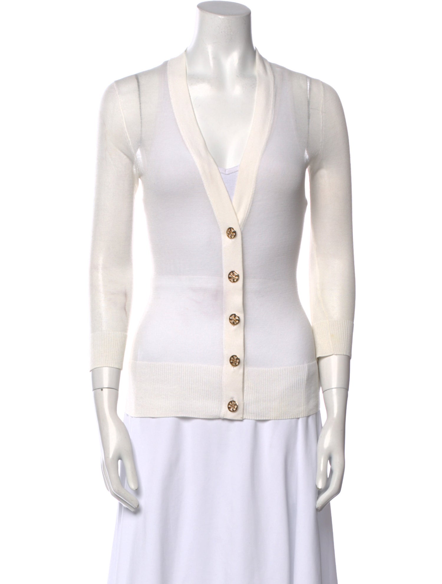 Tory Burch V-Neck Three-Quarter Sleeve Top