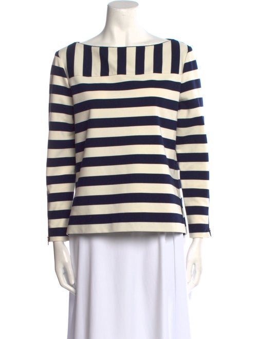 Tory Burch Striped Bateau Neckline Top