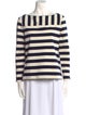 Tory Burch Striped Bateau Neckline Top