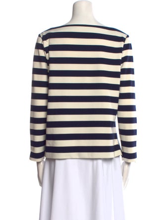 Tory Burch Striped Bateau Neckline Top