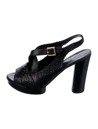 Tory Burch Embossed Leather Slingback Sandals