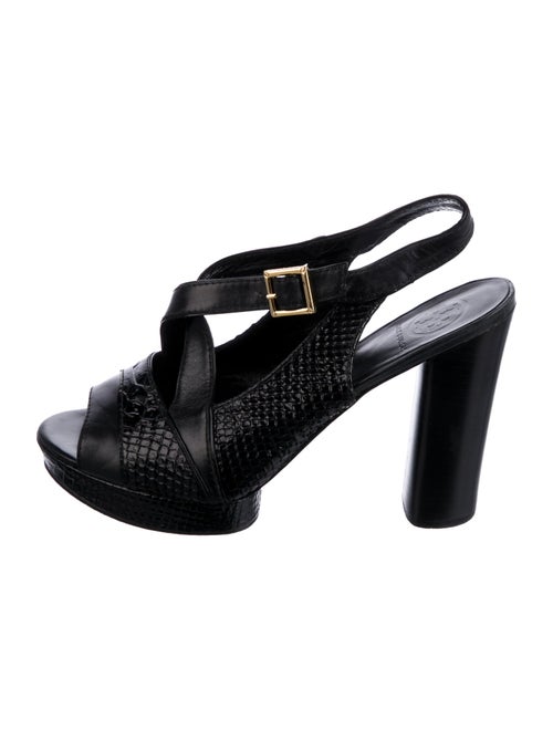 Tory Burch Embossed Leather Slingback Sandals