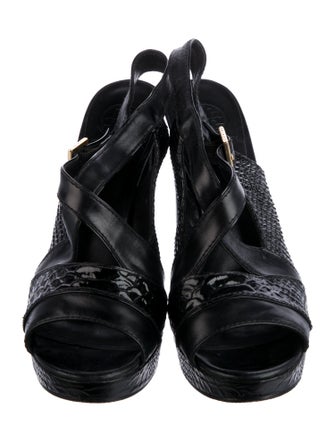 Tory Burch Embossed Leather Slingback Sandals