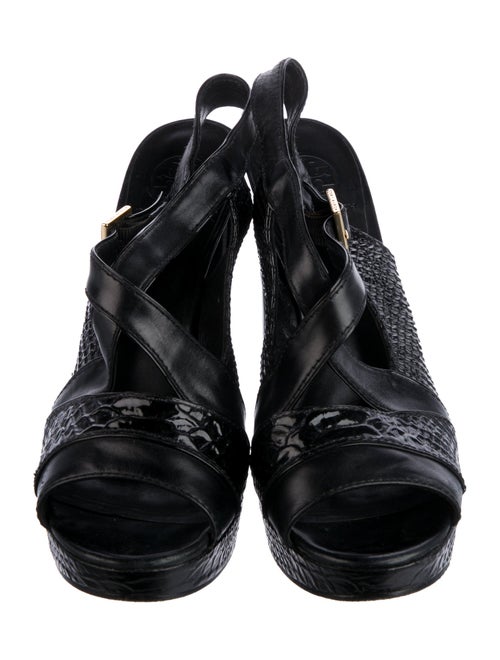 Tory Burch Embossed Leather Slingback Sandals