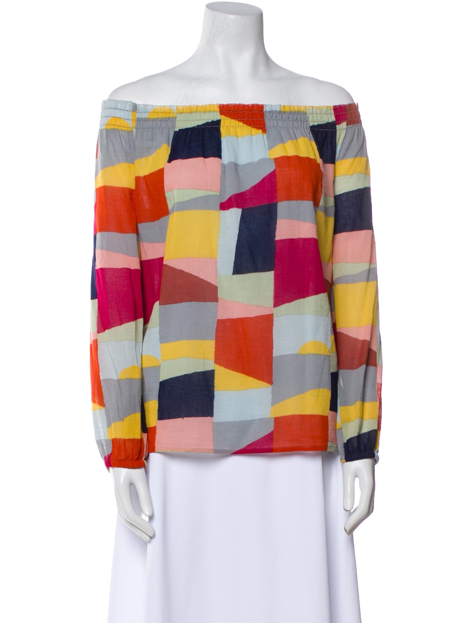 Tory Burch Plaid Print Off-The-Shoulder Top