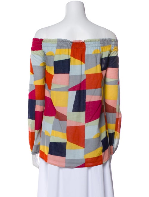 Tory Burch Plaid Print Off-The-Shoulder Top