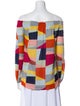 Tory Burch Plaid Print Off-The-Shoulder Top