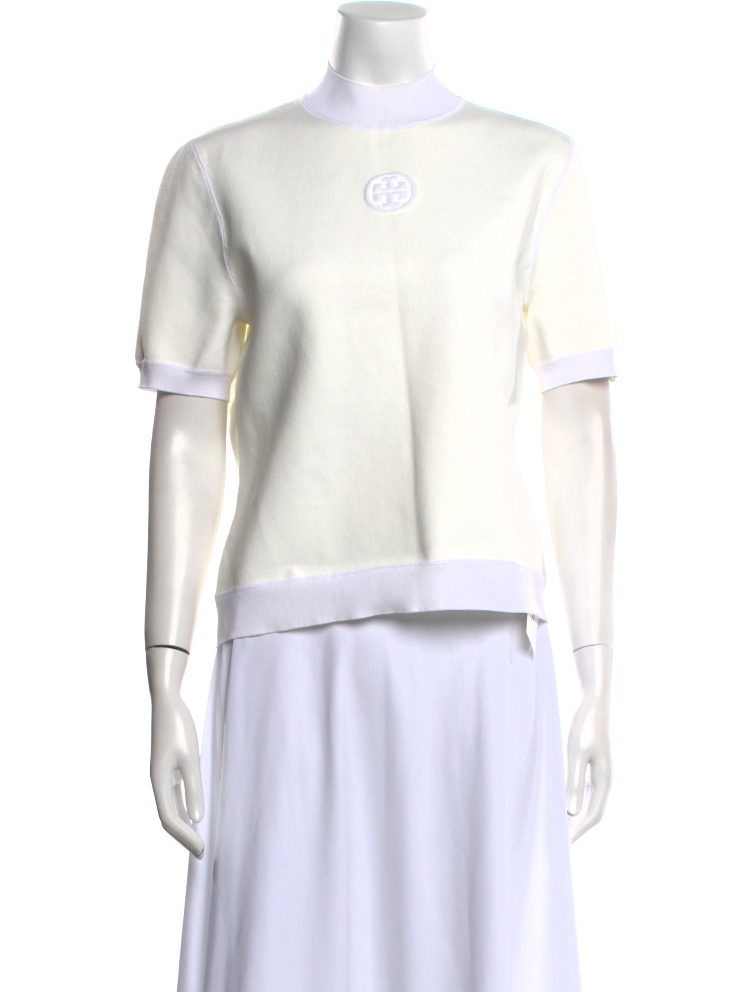 Tory Burch Mock Neck Short Sleeve T-Shirt