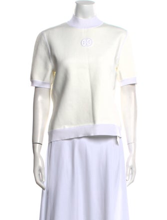 Tory Burch Mock Neck Short Sleeve T-Shirt