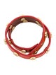 Tory Burch Leather Logo Stud Double Wrap Bracelet