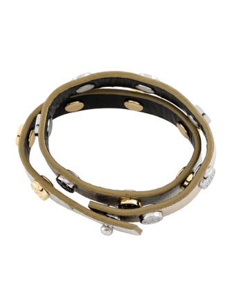 Tory Burch Two-Tone Logo Stud Double Wrap Bracelet