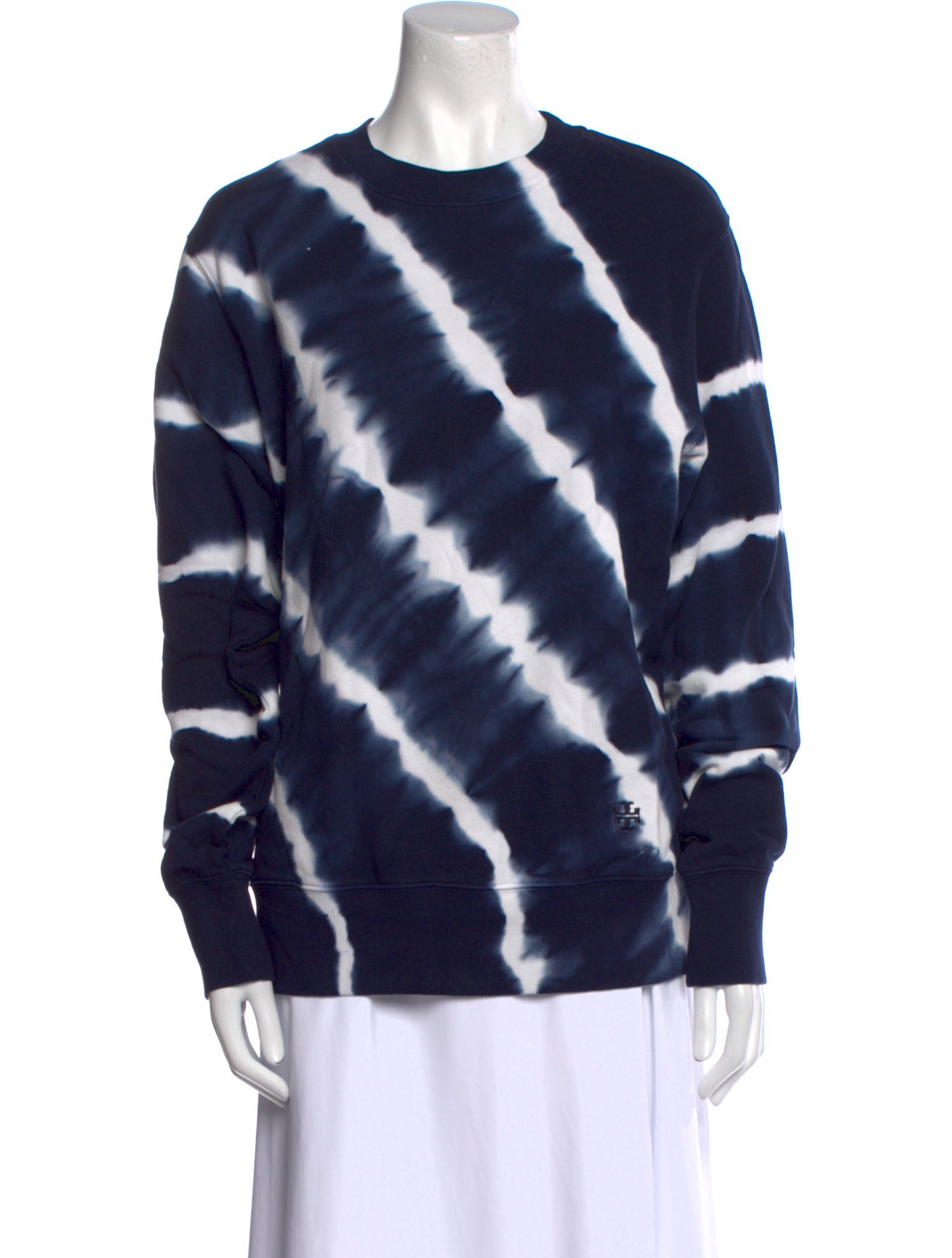 Tory Burch Tie-Dye Print Crew Neck Sweater