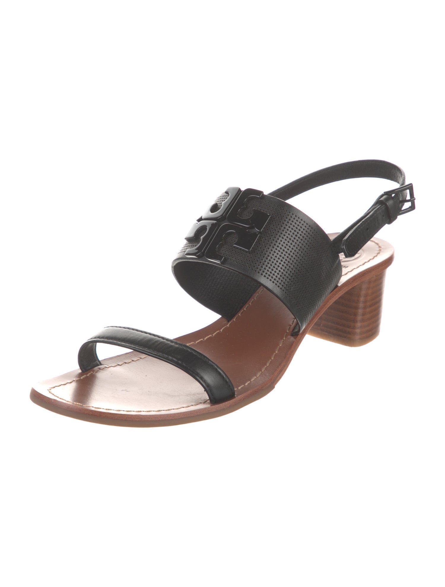 Tory Burch Leather Colorblock Pattern Slingback Sandals