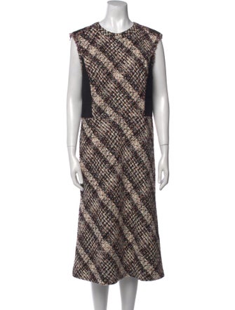 Tory Burch Plaid Print Midi Length Dress