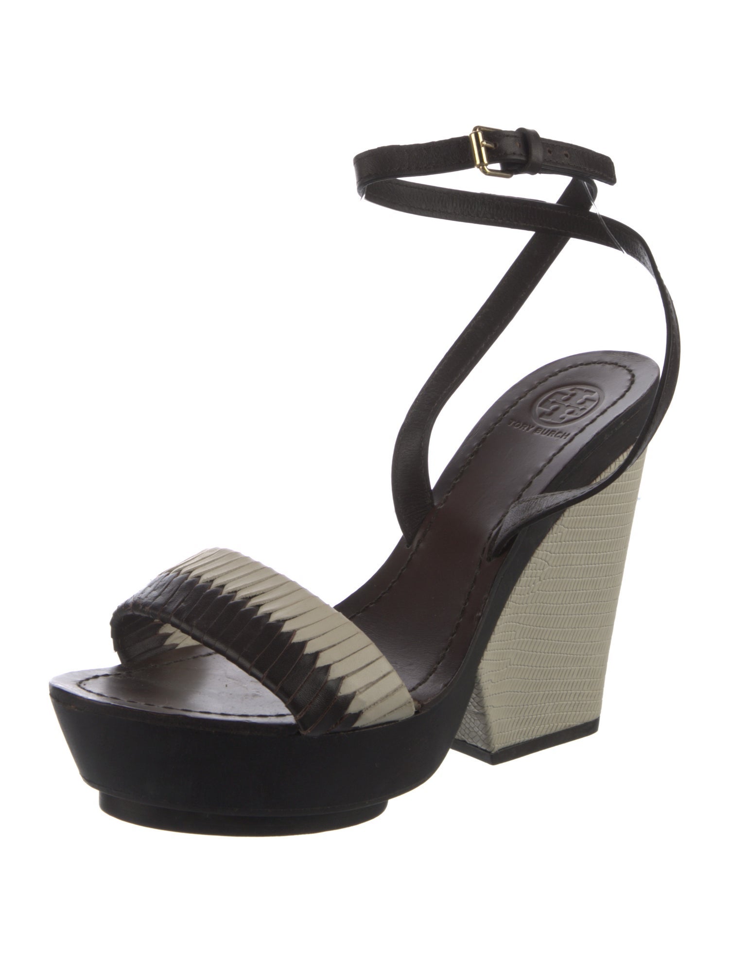 Tory Burch Leather Colorblock Pattern Sandals