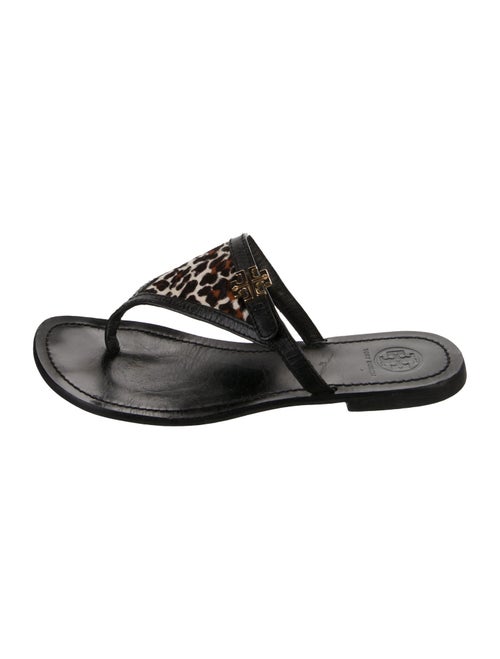 Tory Burch Leather Animal Print Slides