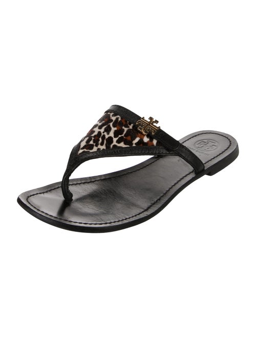 Tory Burch Leather Animal Print Slides