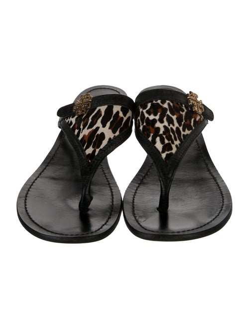 Tory Burch Leather Animal Print Slides