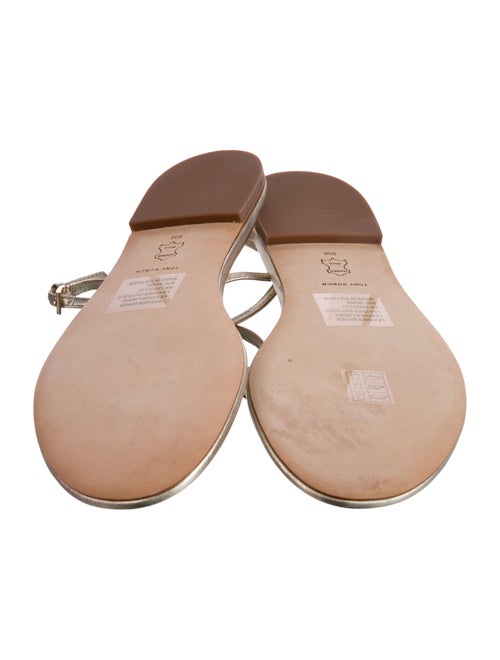 Tory Burch Signature Logo Leather T-Strap Sandals