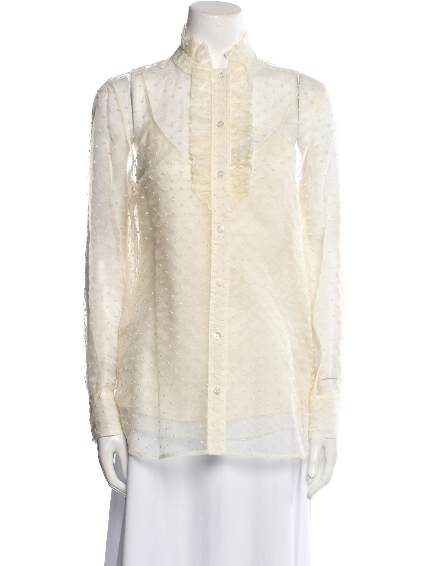 Tory Burch Silk Lace Pattern Button-Up Top w/ Tags