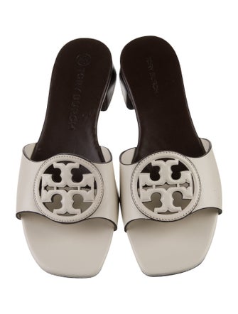 Tory Burch Leather Graphic Print Slides