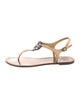 Tory Burch Leather Crystal Embellishments T-Strap Sandals