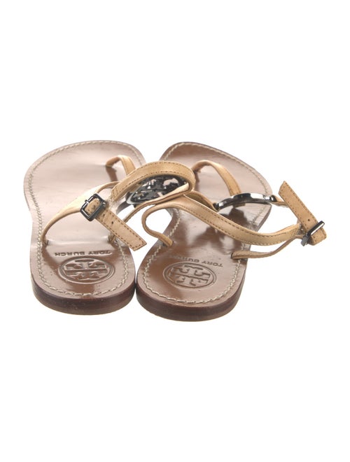 Tory Burch Leather Crystal Embellishments T-Strap Sandals