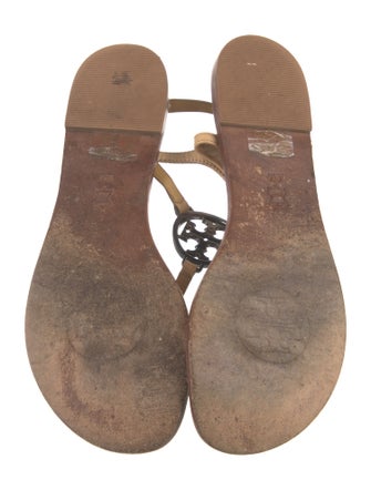 Tory Burch Leather Crystal Embellishments T-Strap Sandals