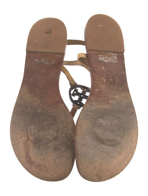 Tory Burch Leather Crystal Embellishments T-Strap Sandals