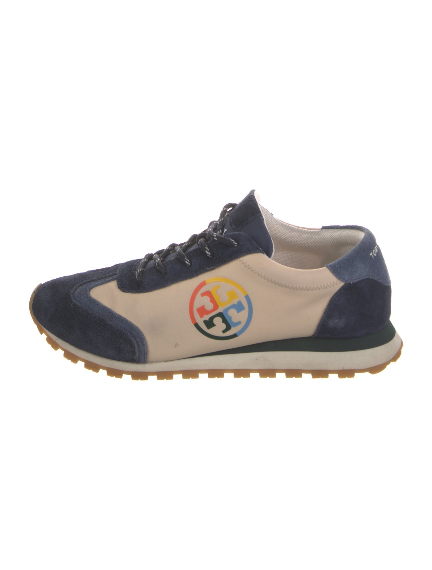 Tory Burch Suede Colorblock Pattern Sneakers