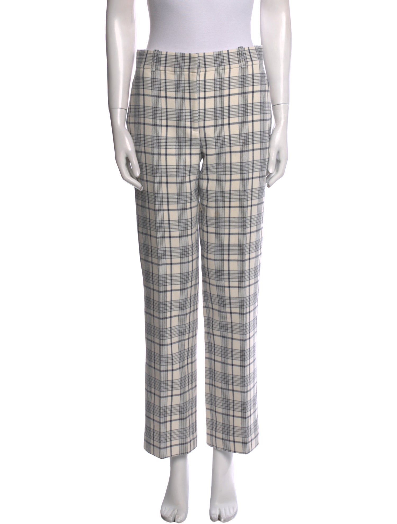 Tory Burch Plaid Print Straight Leg Pants