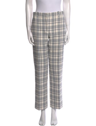 Tory Burch Plaid Print Straight Leg Pants