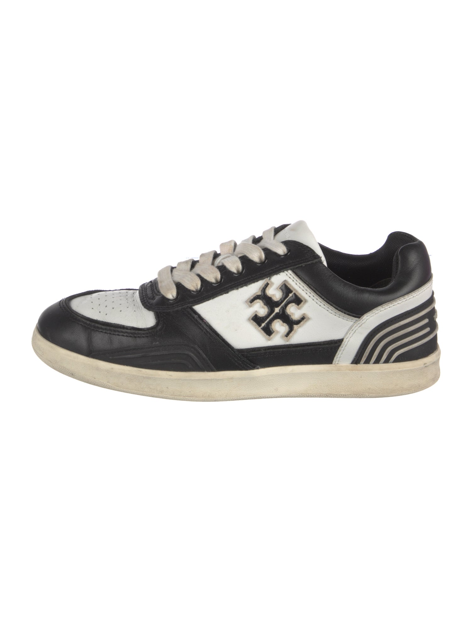 Tory Burch Leather Colorblock Pattern Sneakers