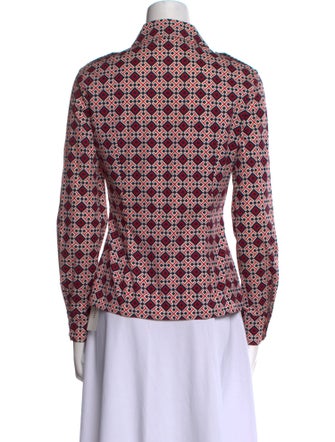 Tory Burch Printed Long Sleeve Button-Up Top