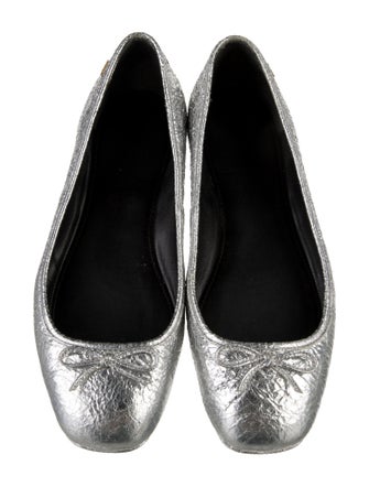 Tory Burch Leather Bow Accents Ballet Flats