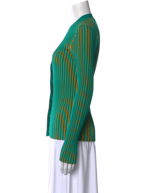 Tory Burch Striped V-Neck Button-Up Top