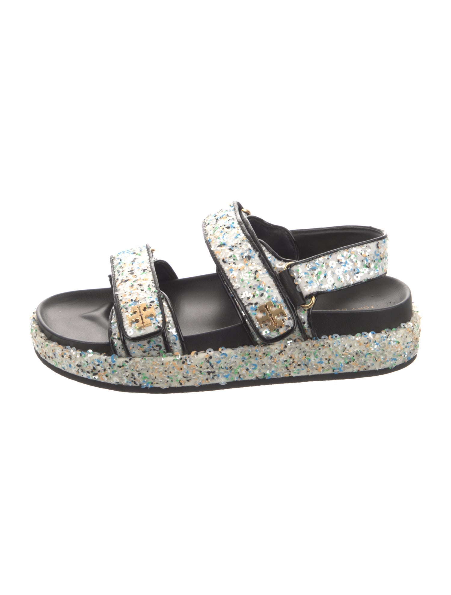 Tory Burch Floral Print Sequin Embellishments Espadrilles