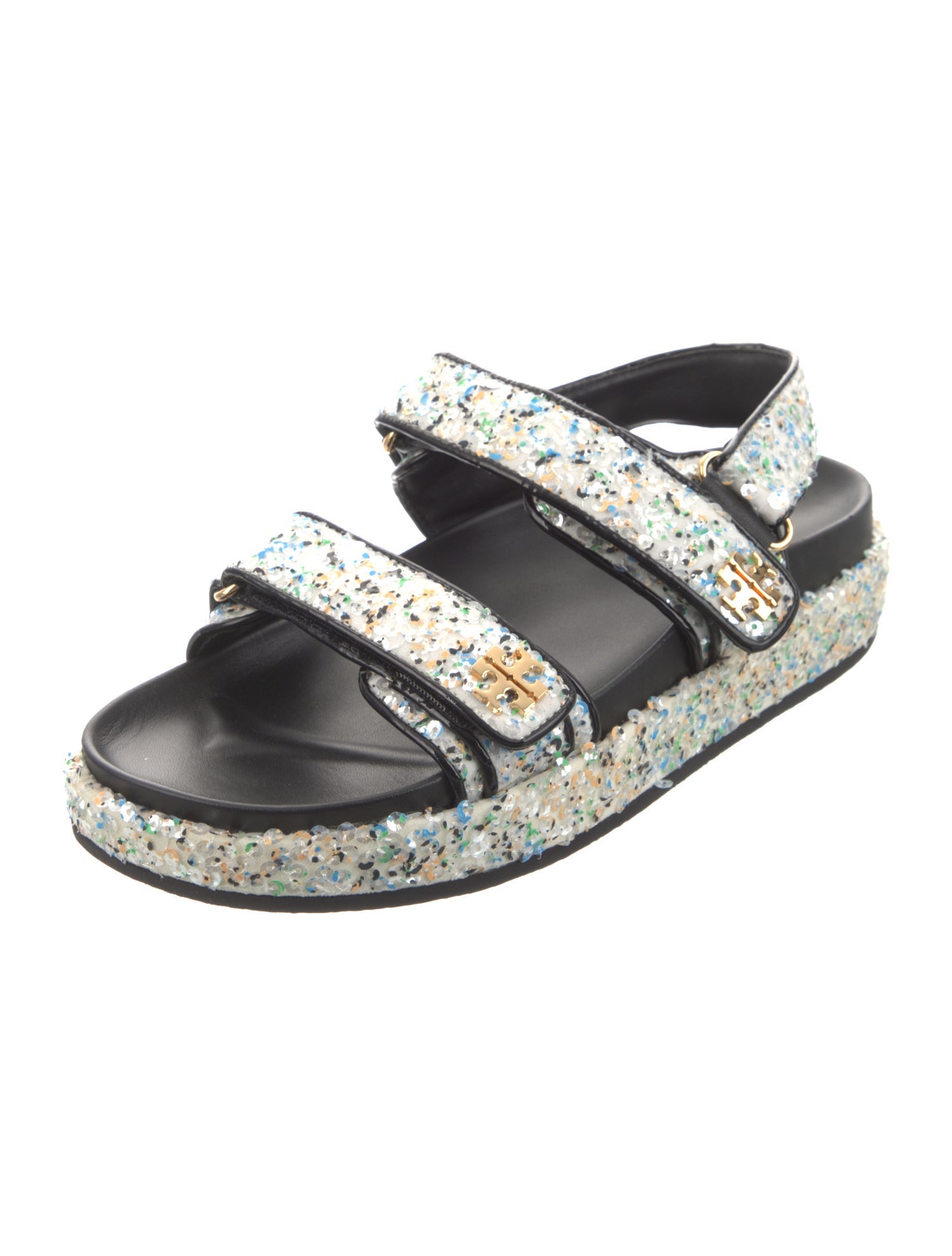 Tory Burch Floral Print Sequin Embellishments Espadrilles
