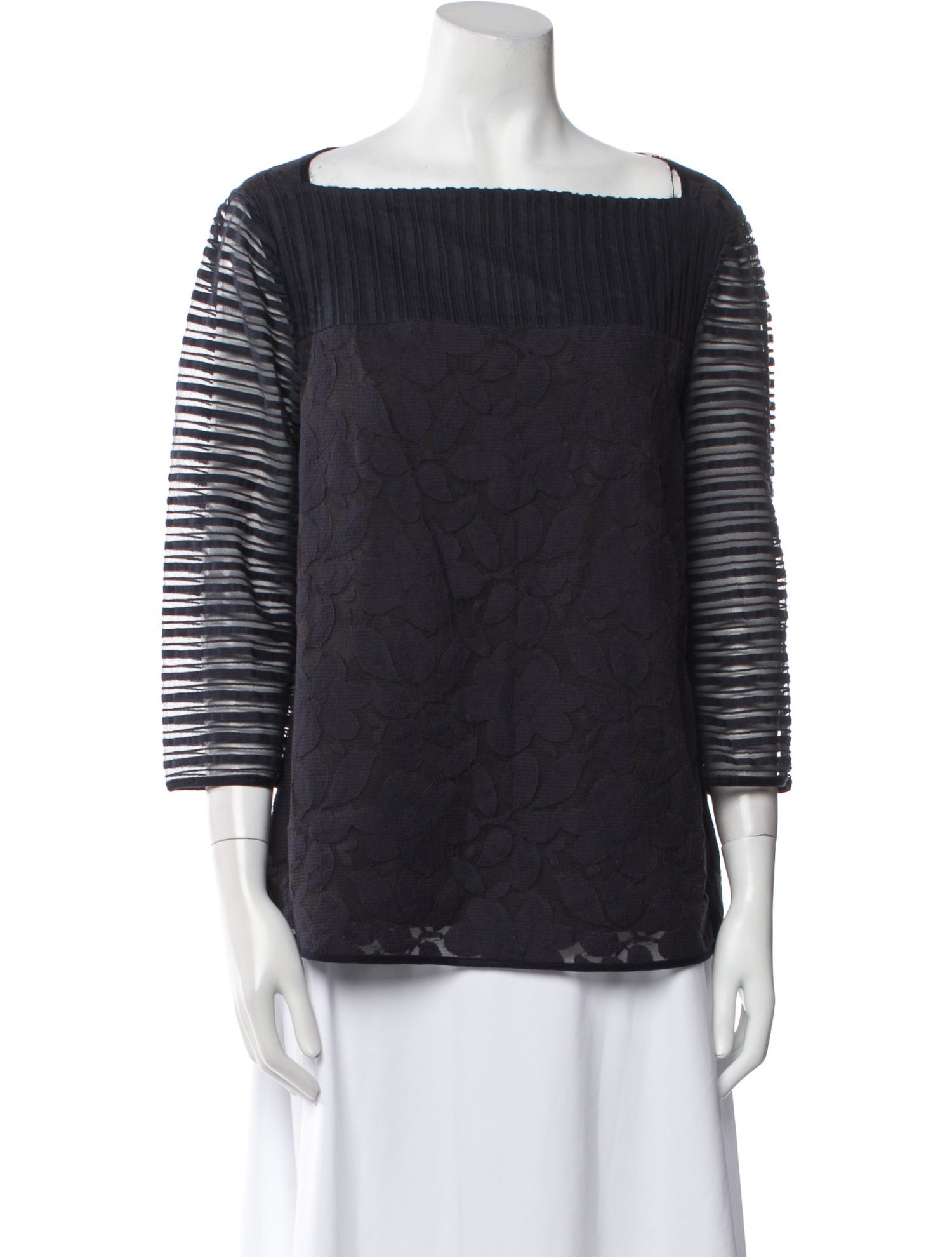 Tory Burch Striped Square Neckline Blouse