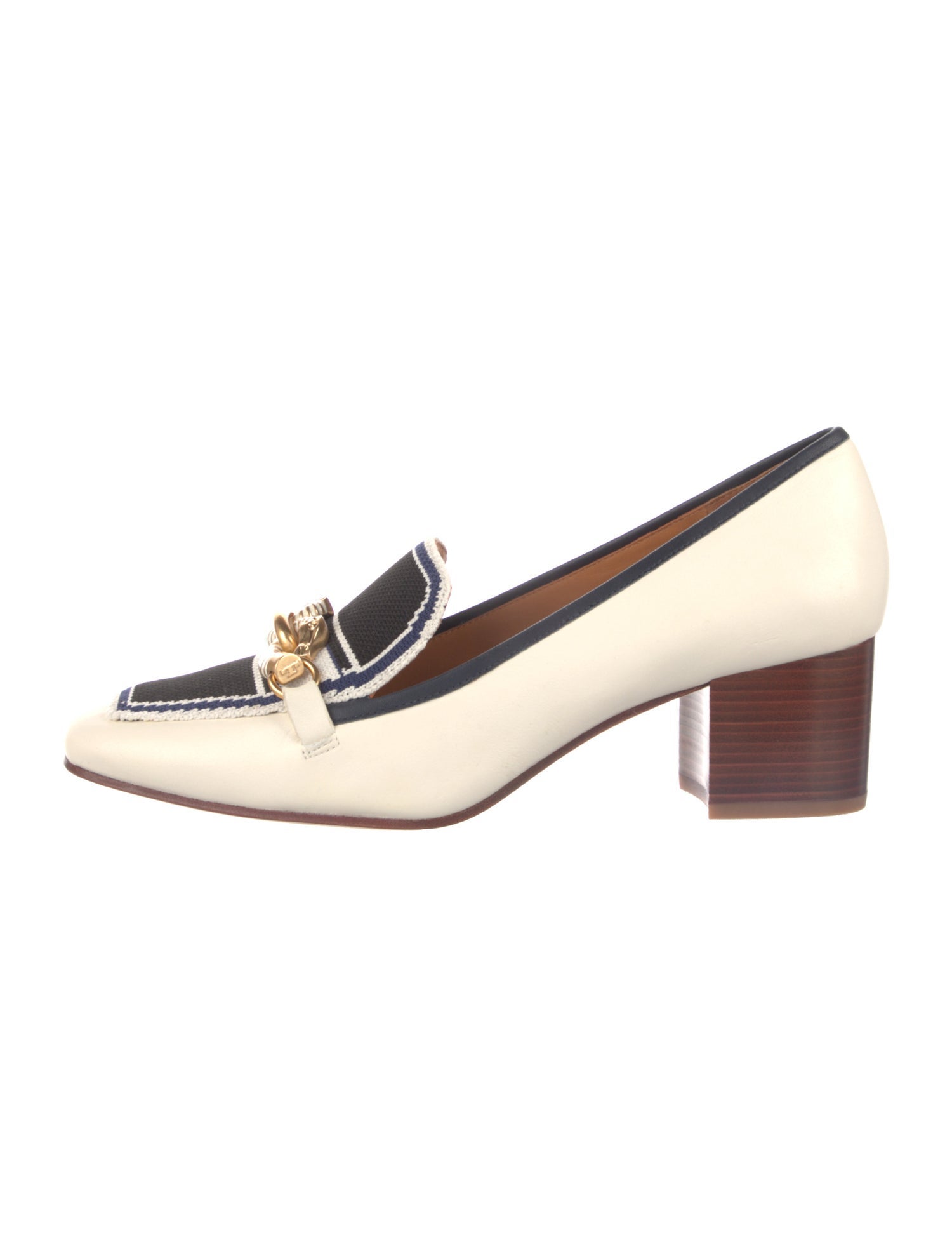 Tory Burch Leather Chain-Link Accents Pumps