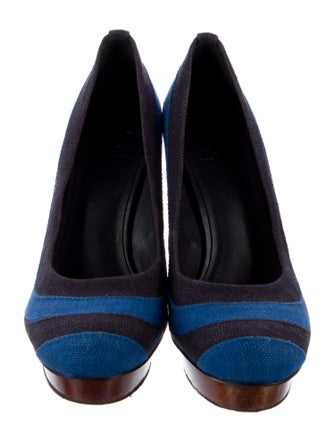 Tory Burch Canvas Striped Pumps