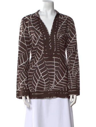 Tory Burch Printed V-Neck Blouse