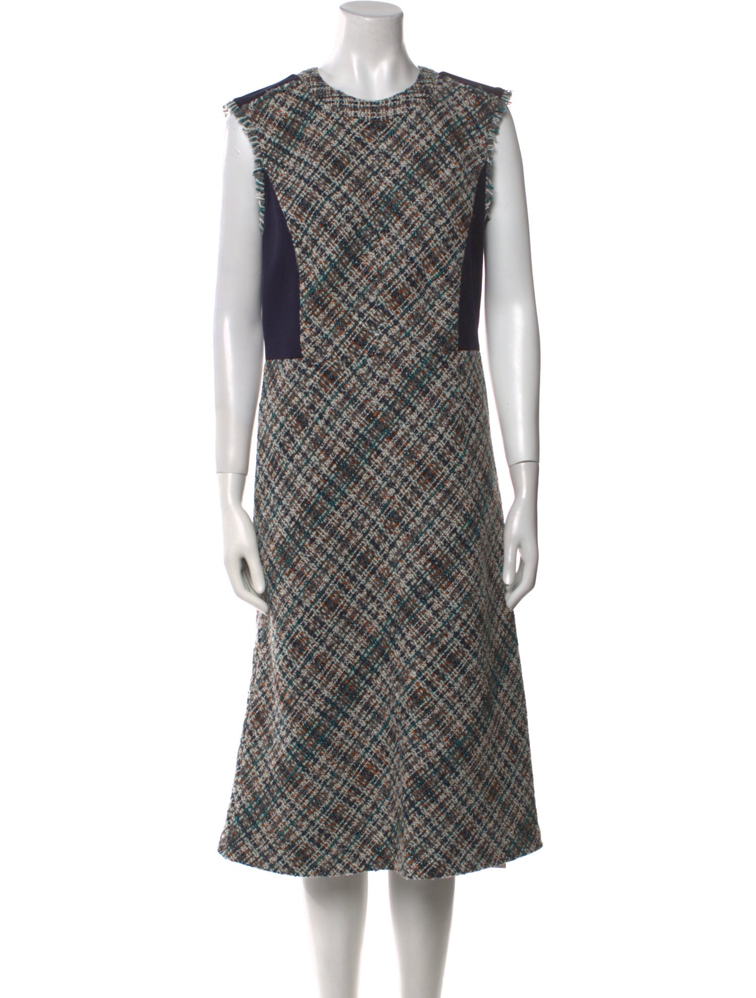 Tory Burch Plaid Print Midi Length Dress